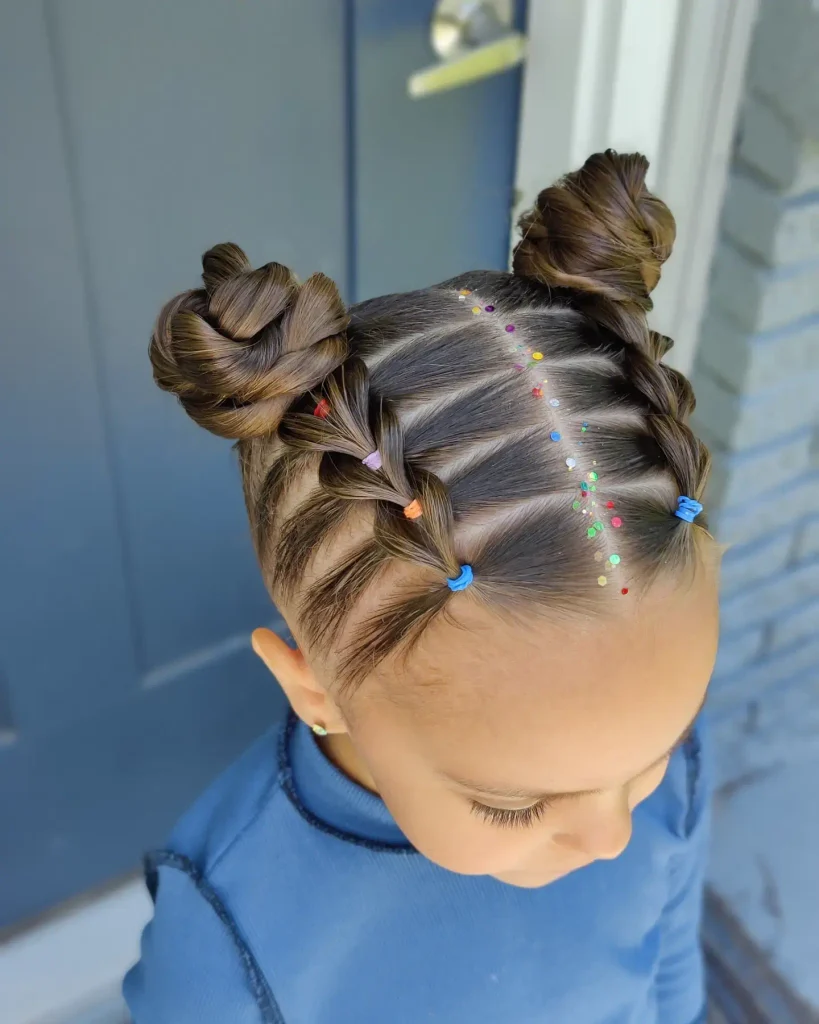 Colorful Braided Space Buns