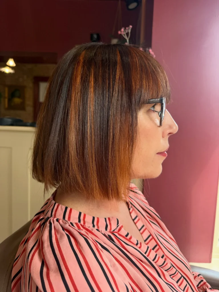 Copper Brown Bob With Bangs