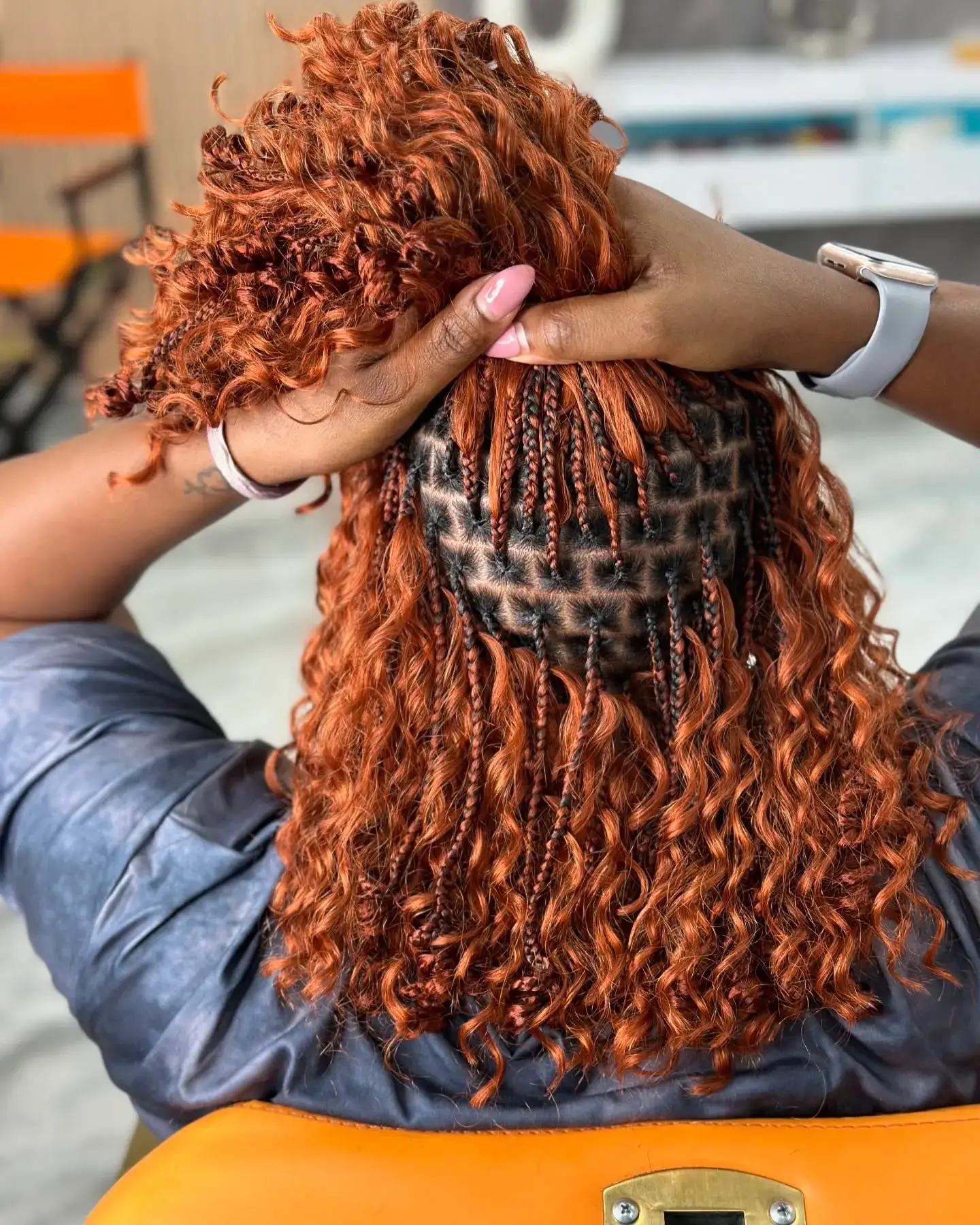 Copper Curly Braided Pony Bob