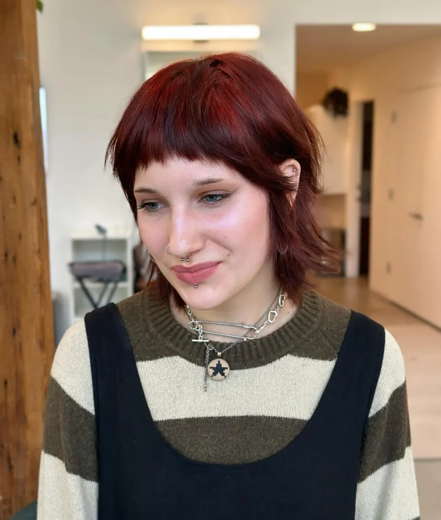 Copper Shag with Blunt Bangs