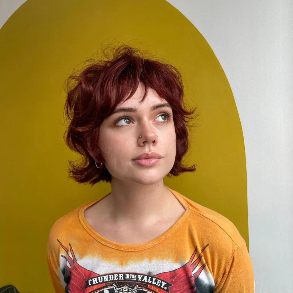 Copper Shag with Curtain Bangs