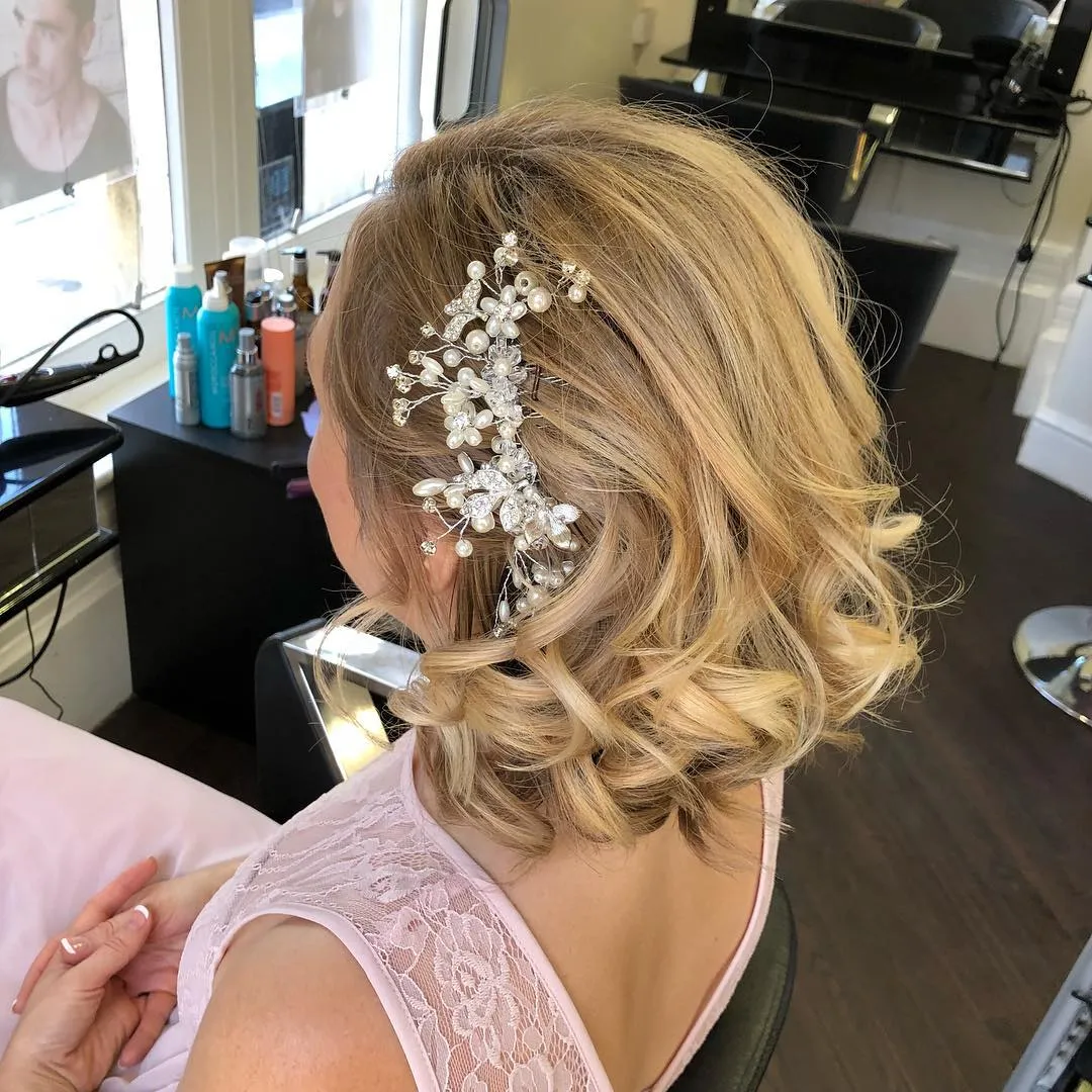 Crystal Floral Short Bridal Updo