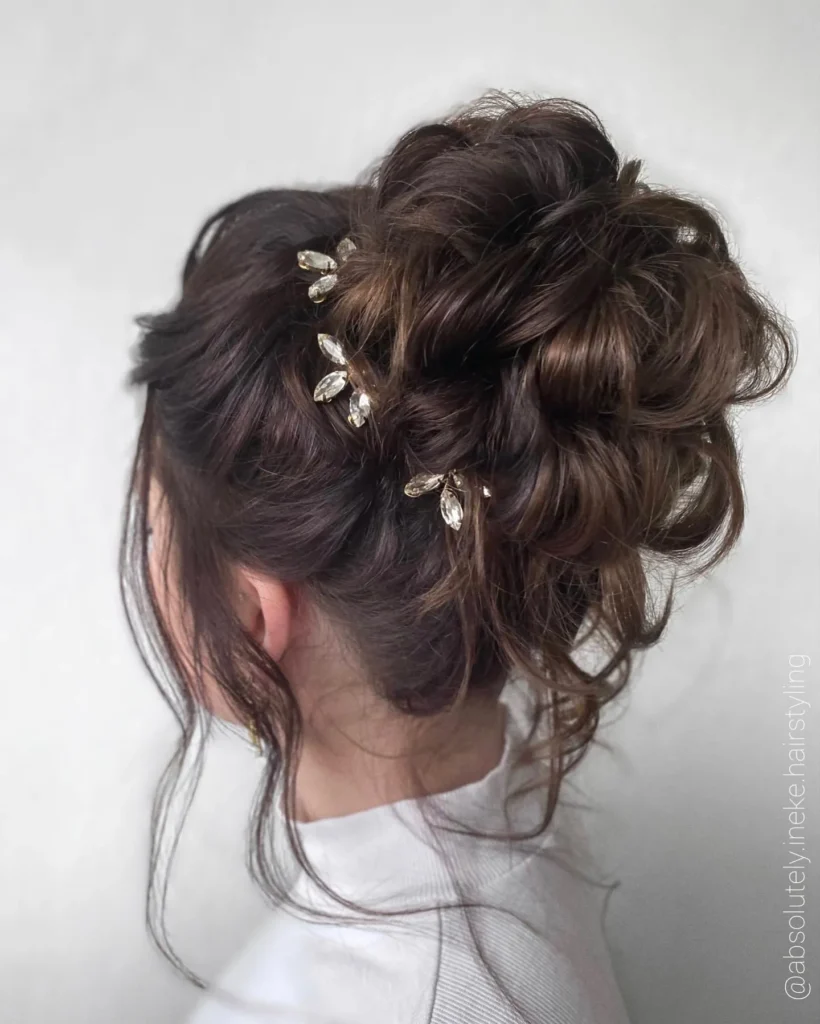 Crystal Pin Messy Bun Updos