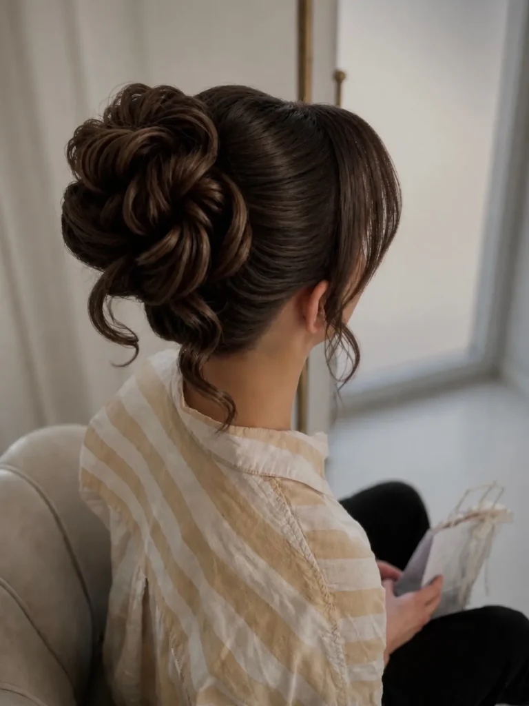 Curled Petal Style Bun Updos