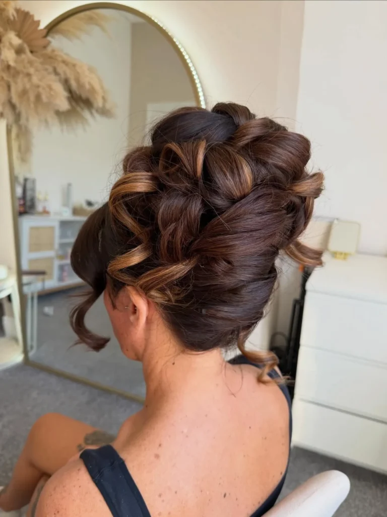 Curled Volume Glam Bun Updos