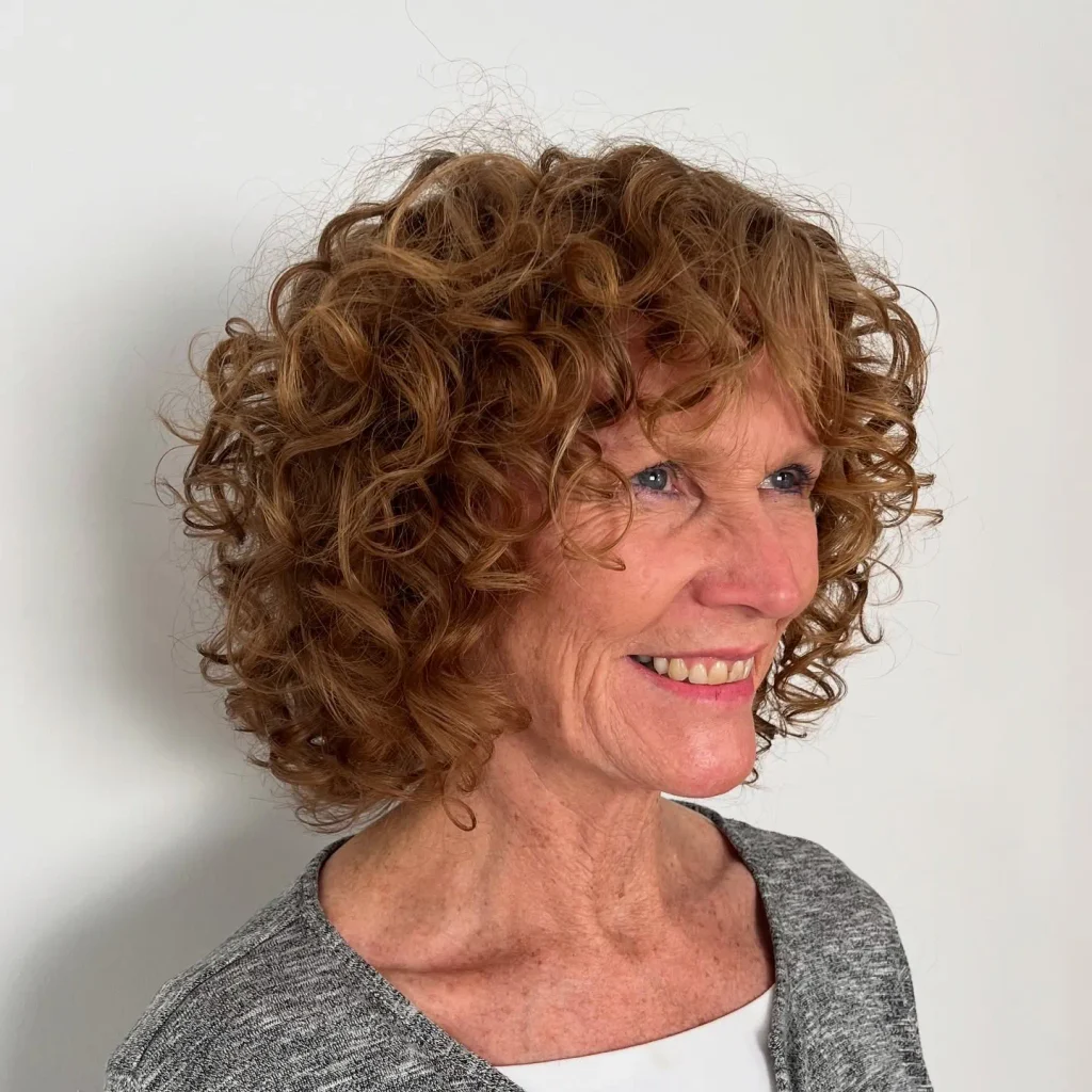 Curly Bangs Voluminous Bob