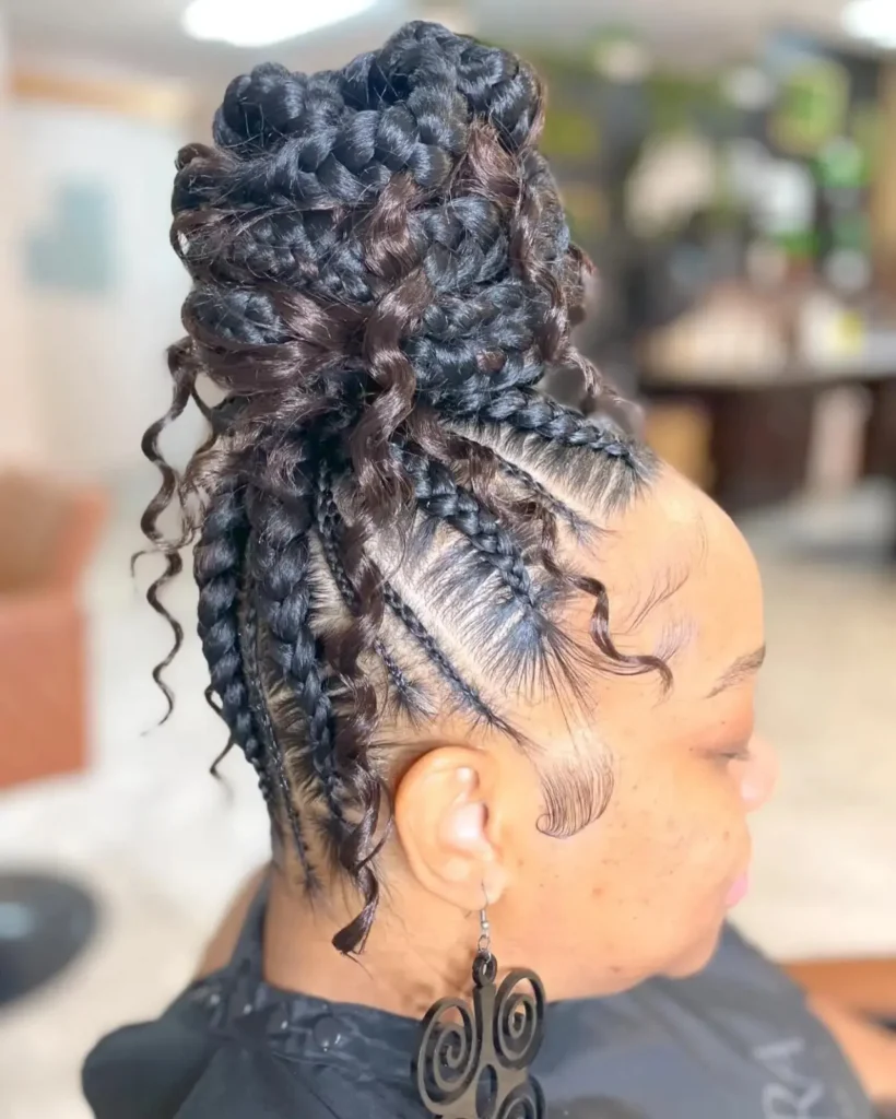 Curly Braided High Updo