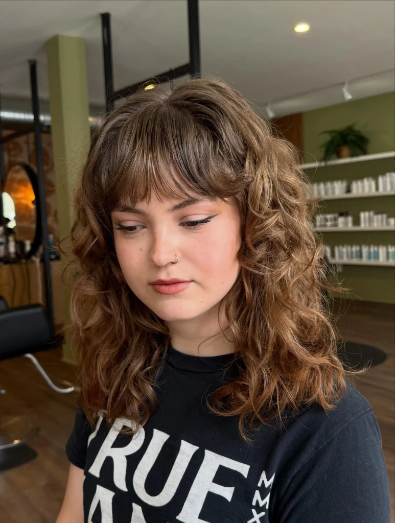 Curly Brunette Shag Cut