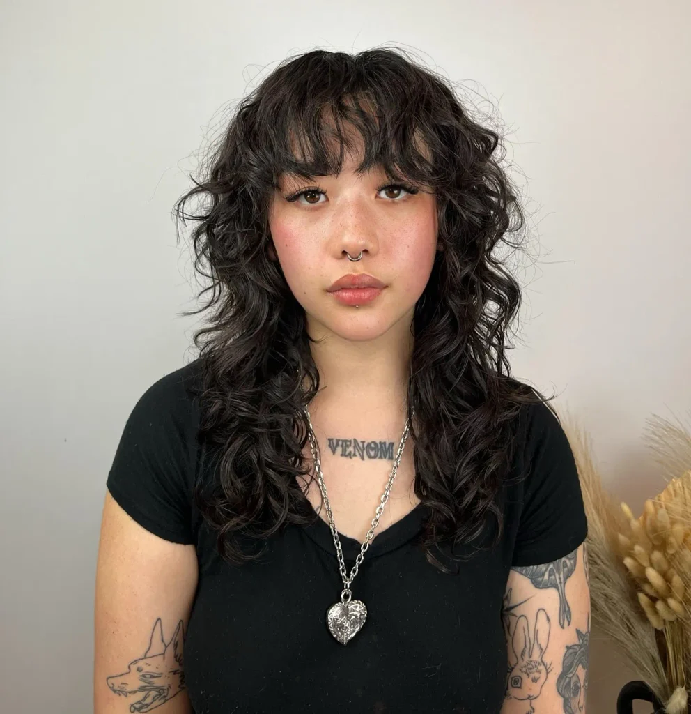 Curly Curtain Bangs Shag