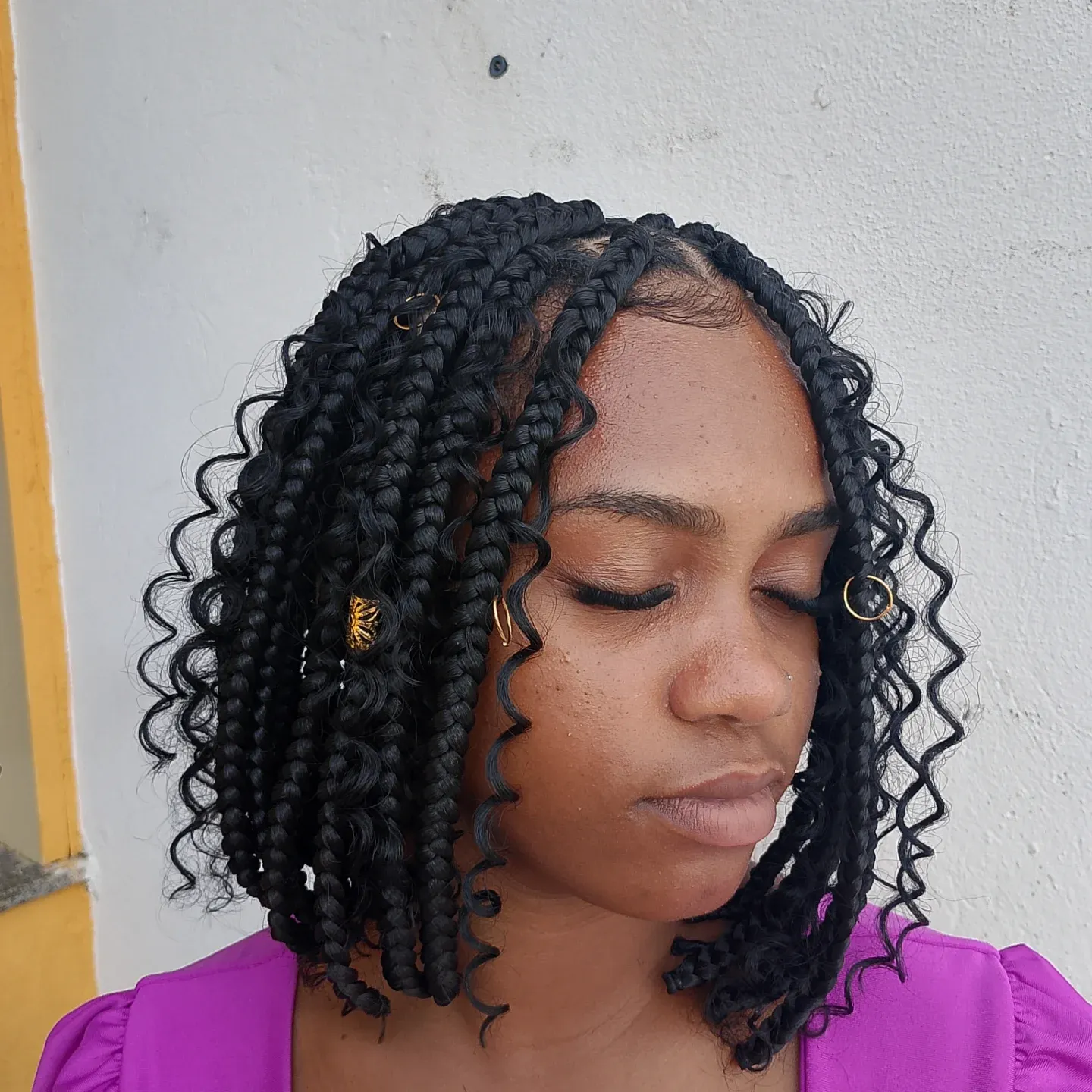 Curly Face Framing Box Braids