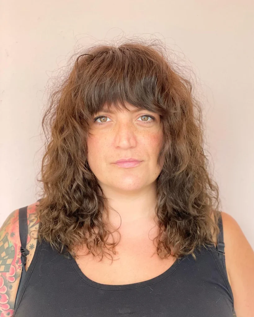 Curly Shag with Full Bangs