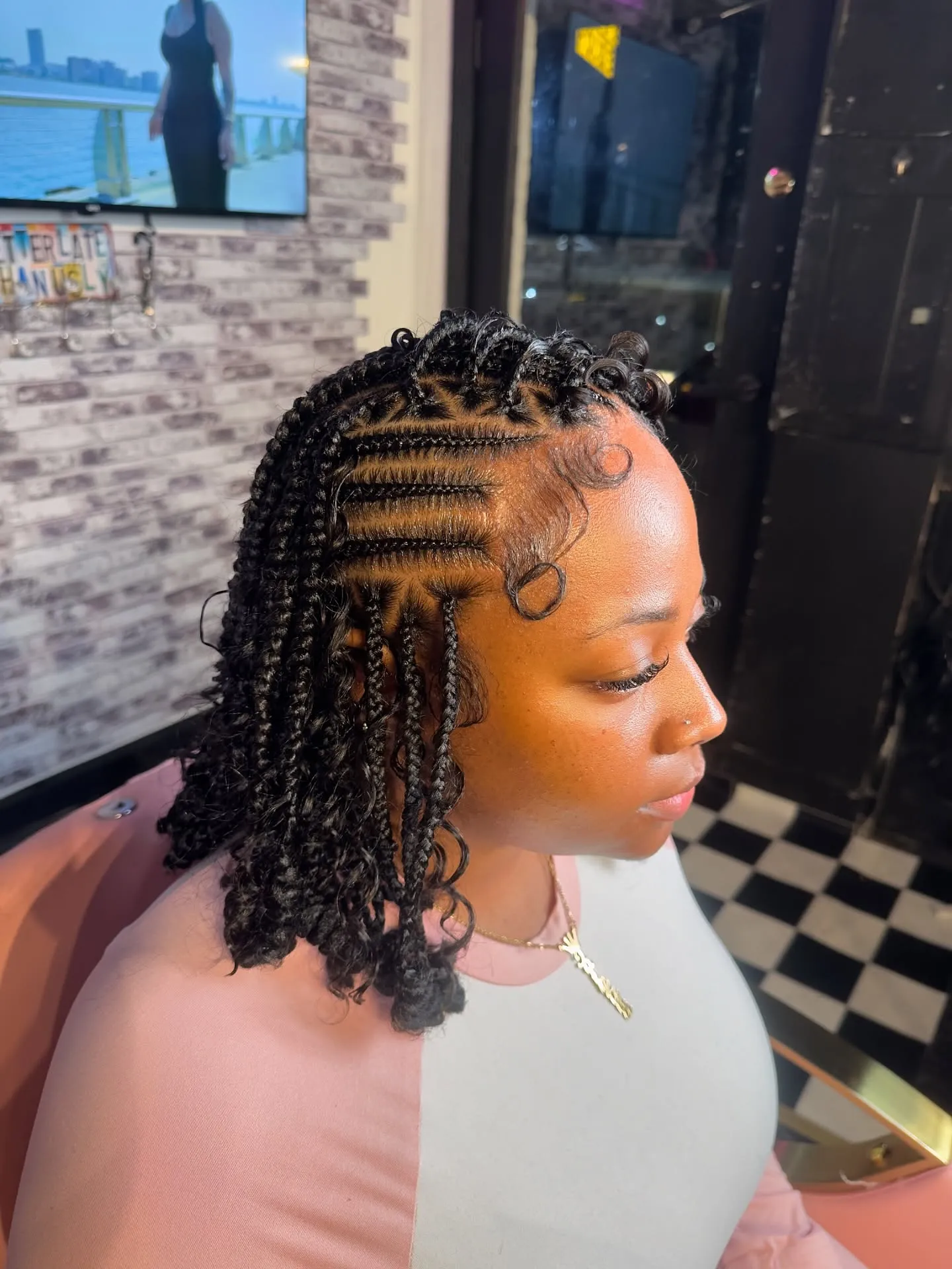 Curly Side Cornrow Bob