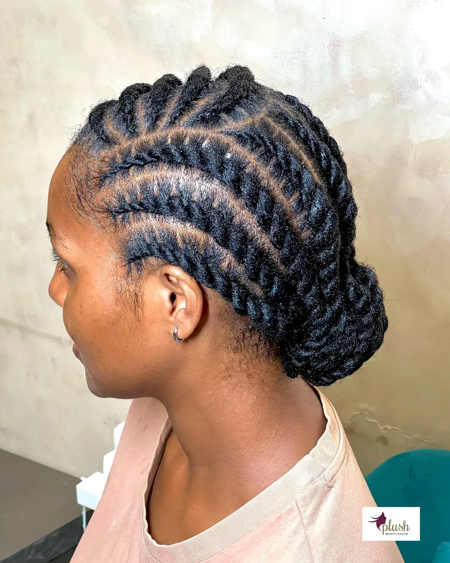 Curved Cornrow Low Chignon
