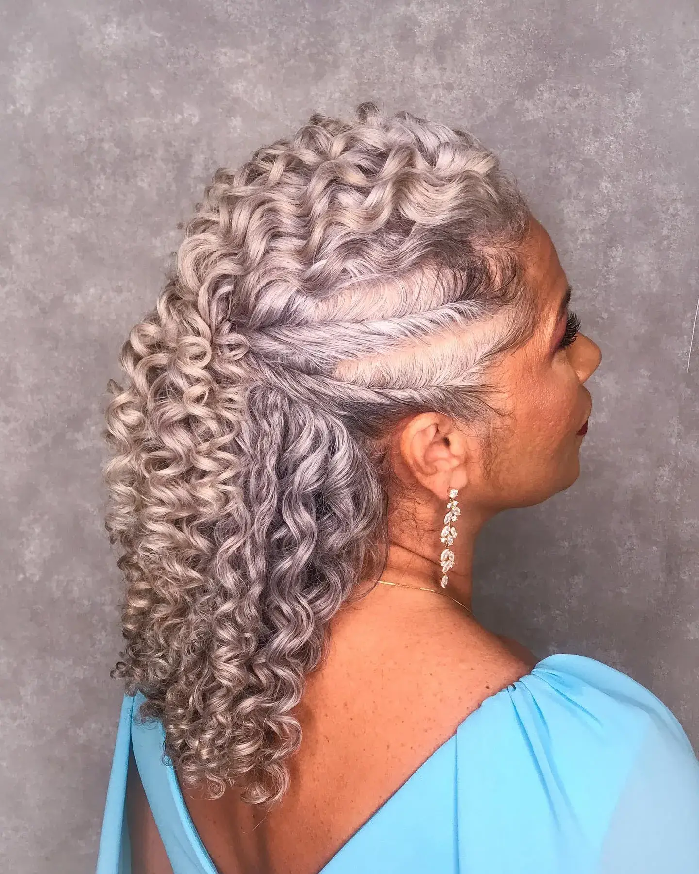 Defined Silver Curly Ponytail