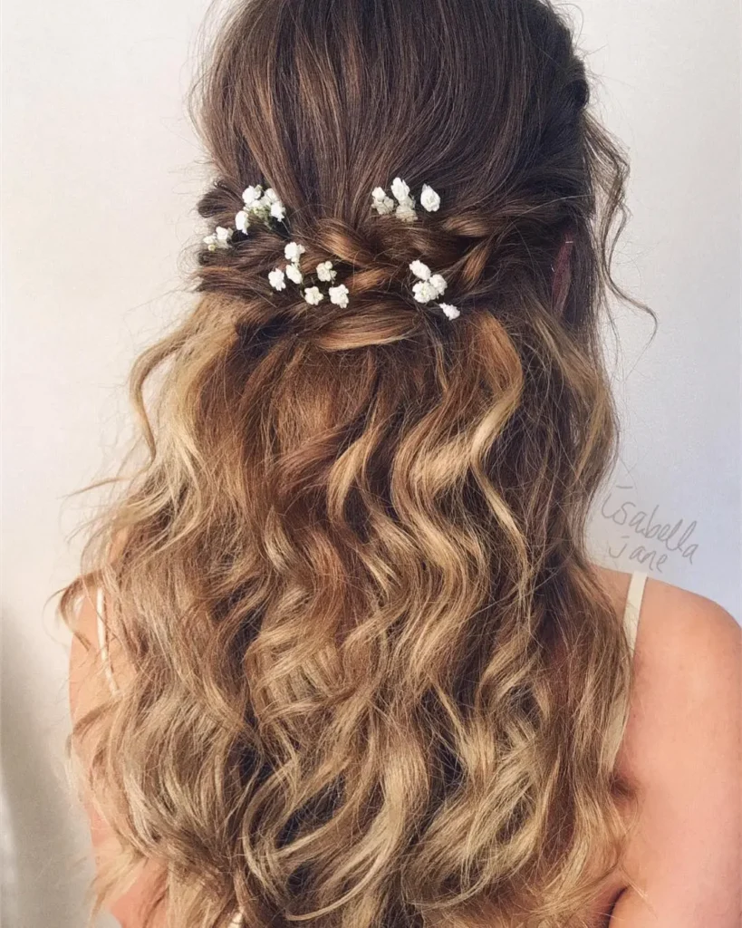 Delicate Floral Half-Up Style