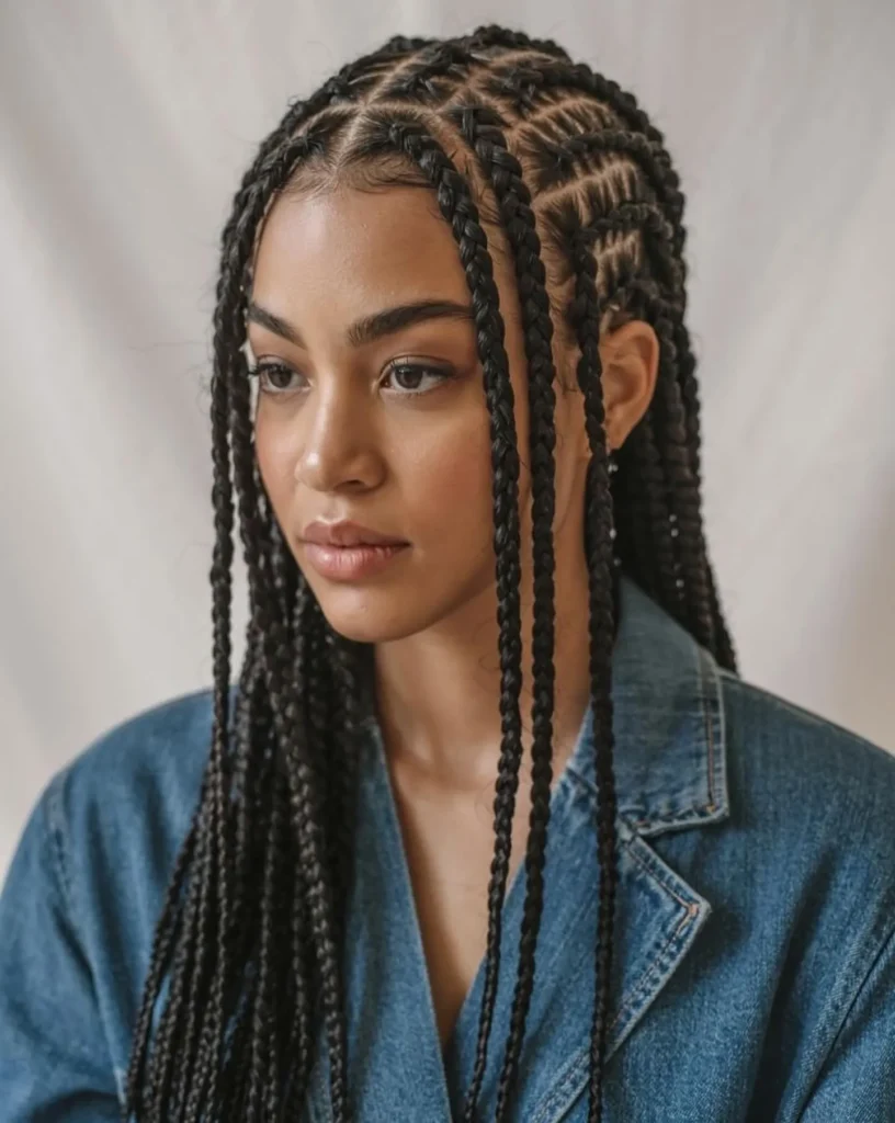 Diagonal Cornrow Box Braids