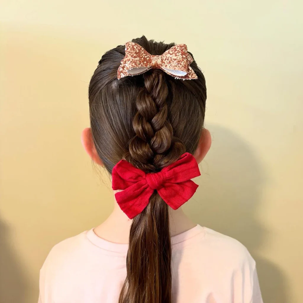 Double Bow Braided Pony