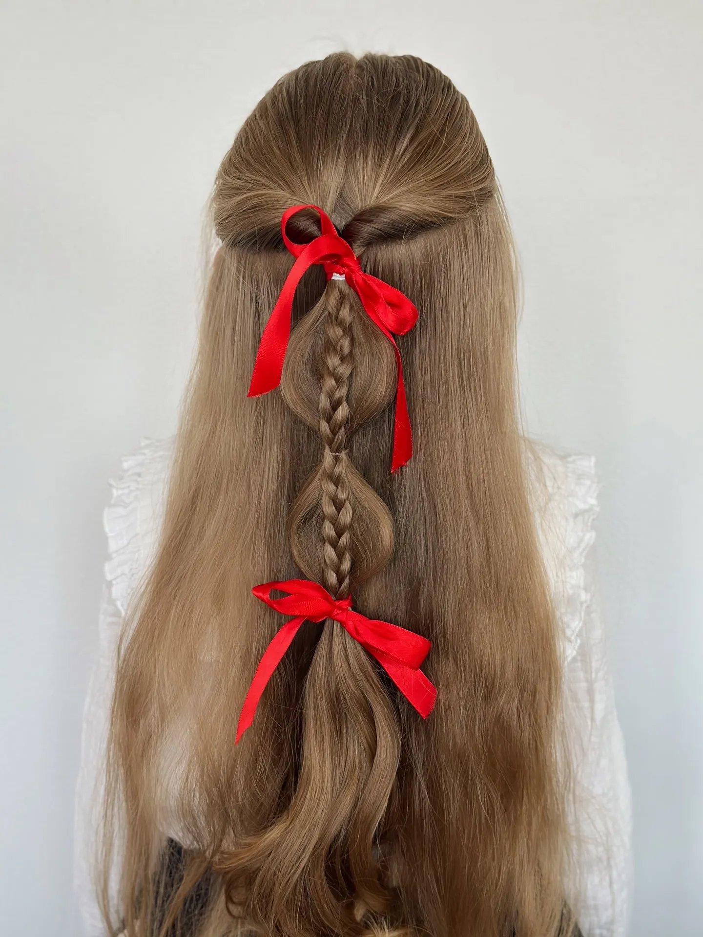 Double Braid Ribbon Half Updo