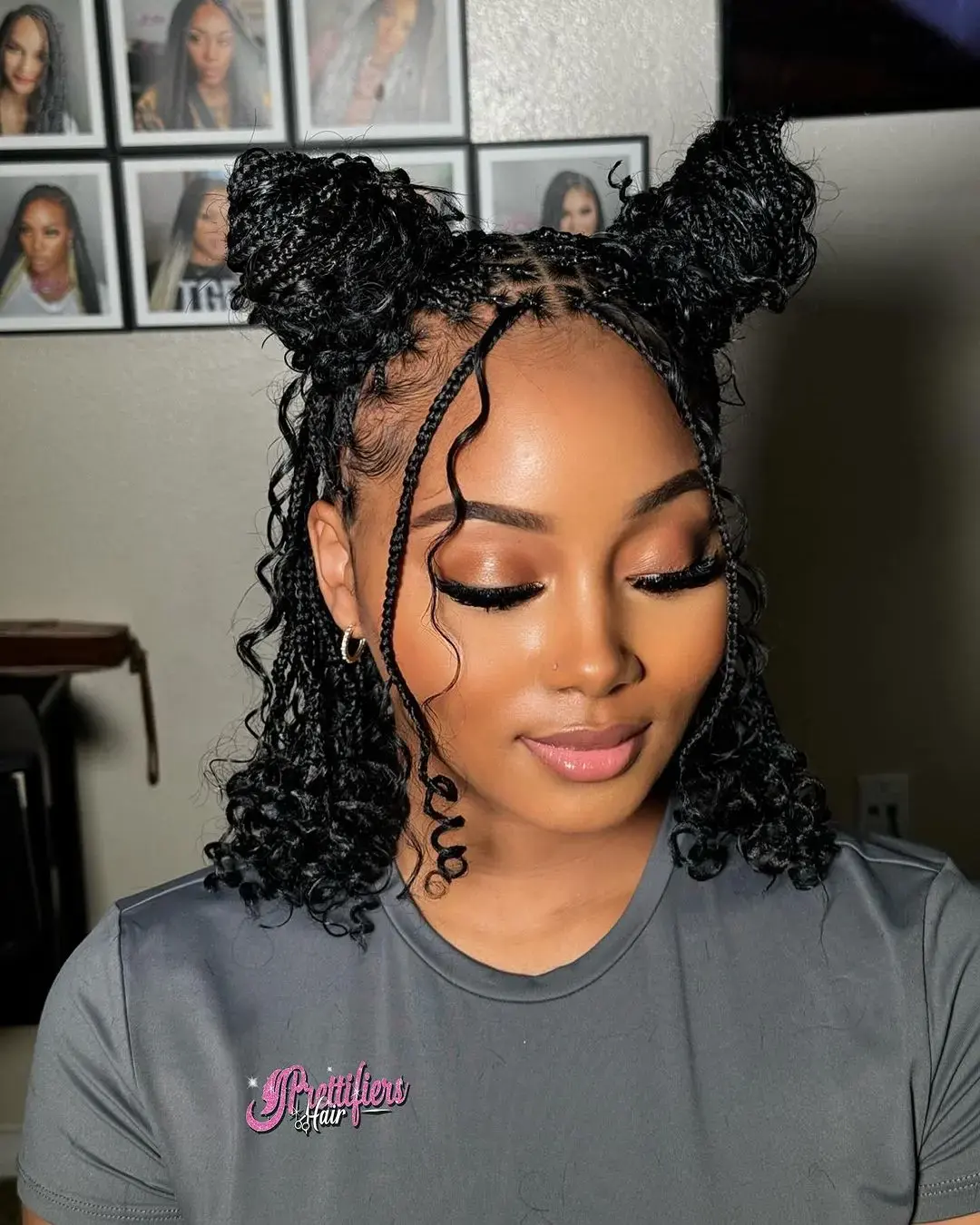 Double Bun Curly Bob