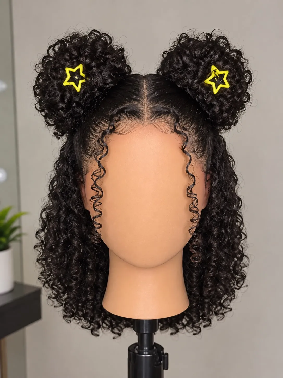 Double Curly Buns With Star Clips