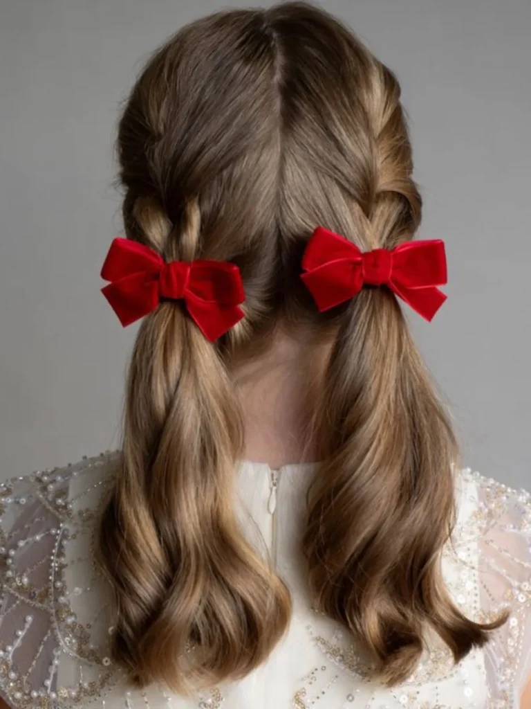 Double Red Bow Pigtails