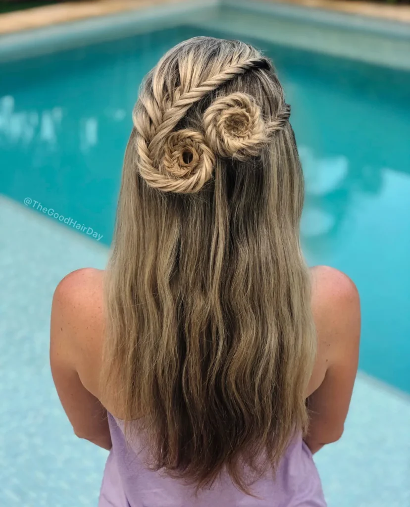 Double Rose Braid Half Up