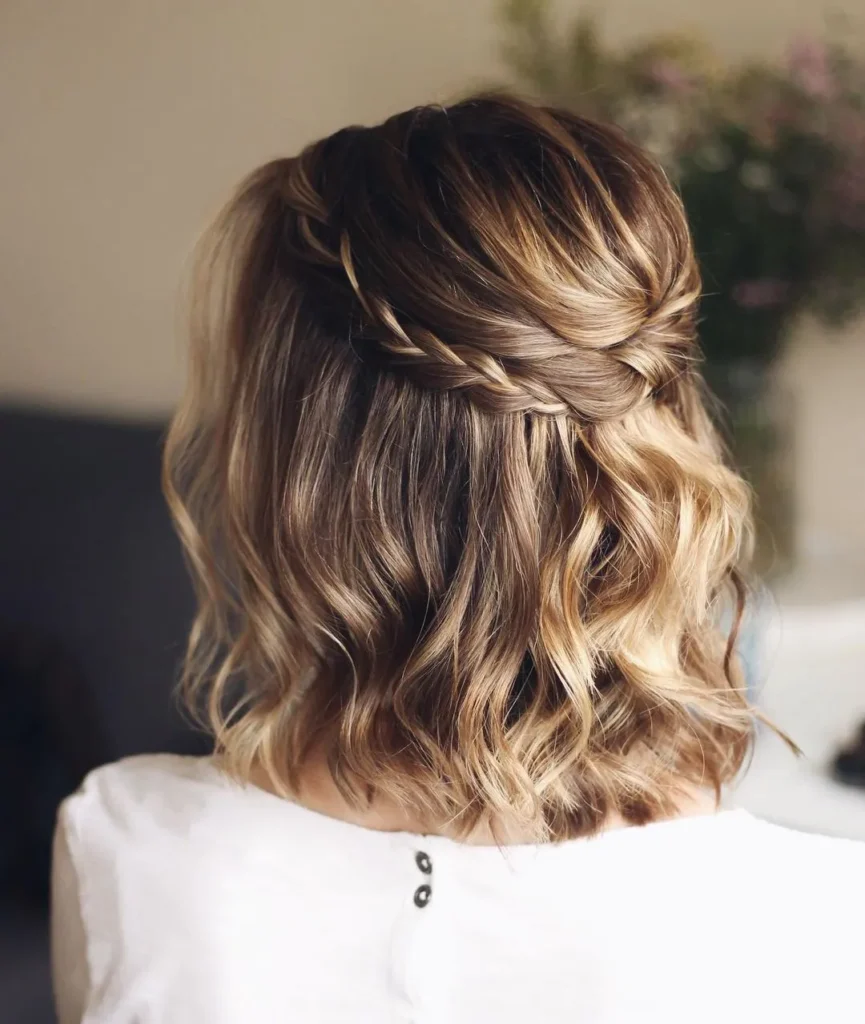 Double Twist Crown Half-Up Updo