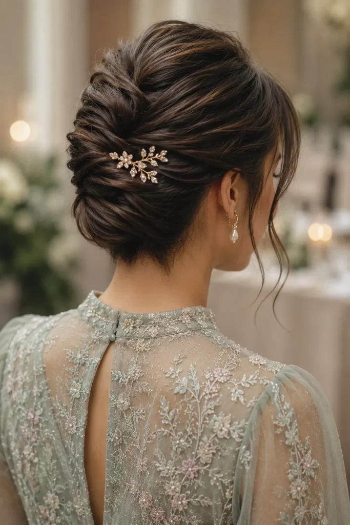Elegant Twisted Low Bun Updo
