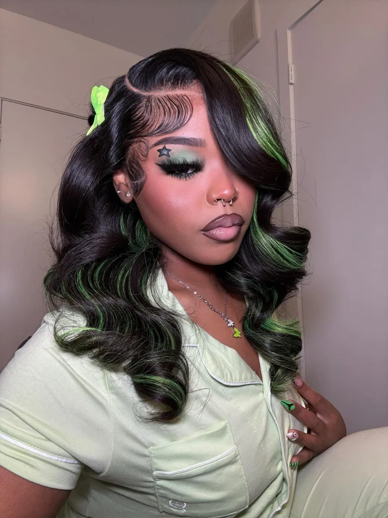 Emerald Streak Glam Waves