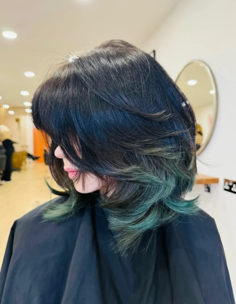 Emerald Tipped Layered Wolf Cut