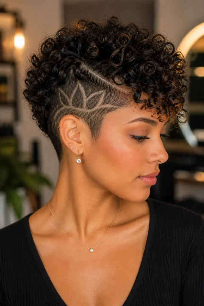 Etched Bloom Curly Pixie