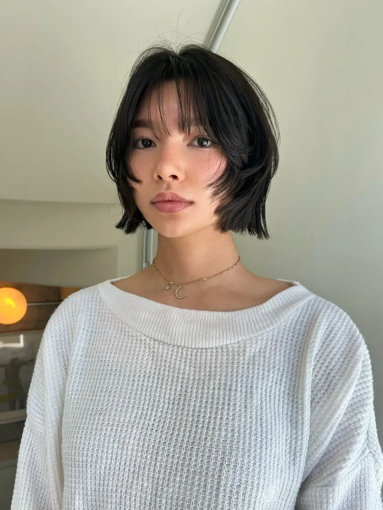 Feathered Black Shaggy Bob