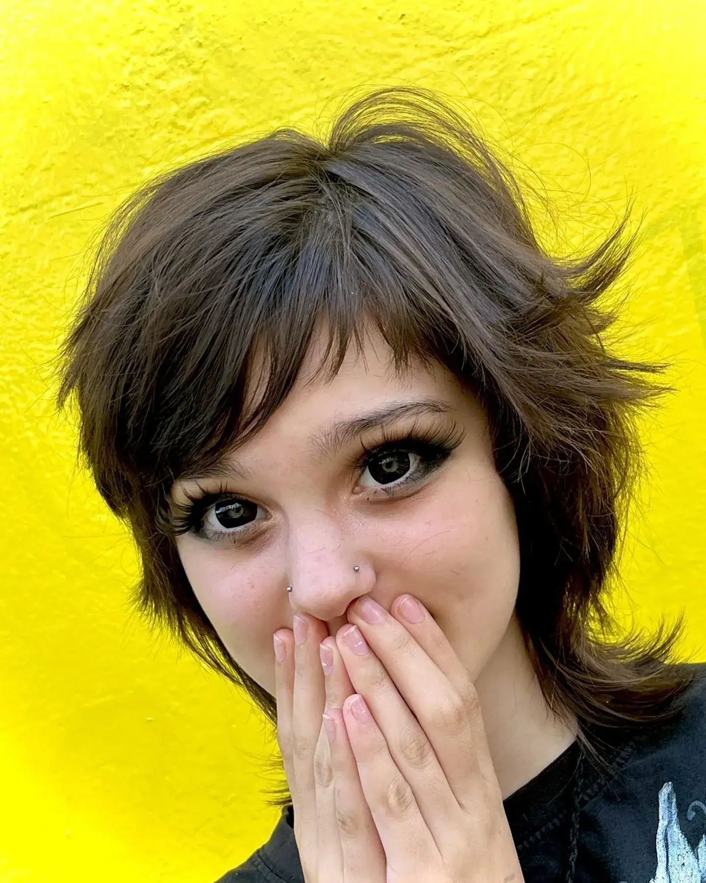 Feathered Brunette Wolf Cut