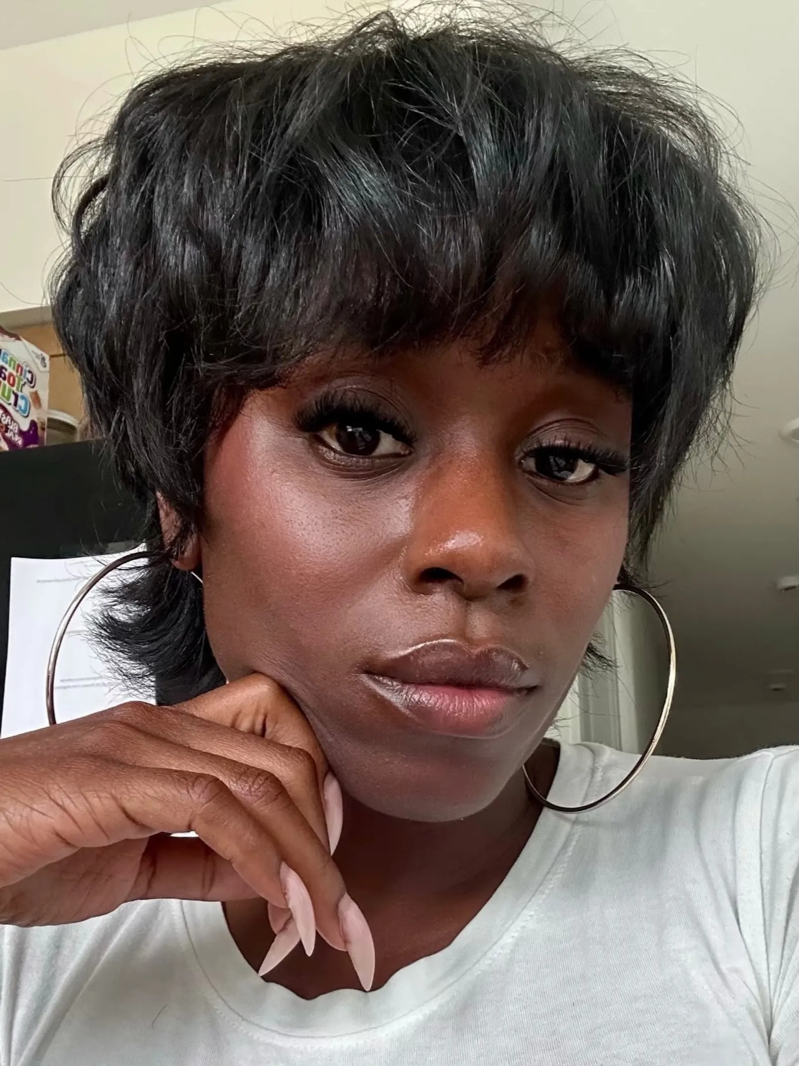 Feathered Shaggy Pixie with Bangs
