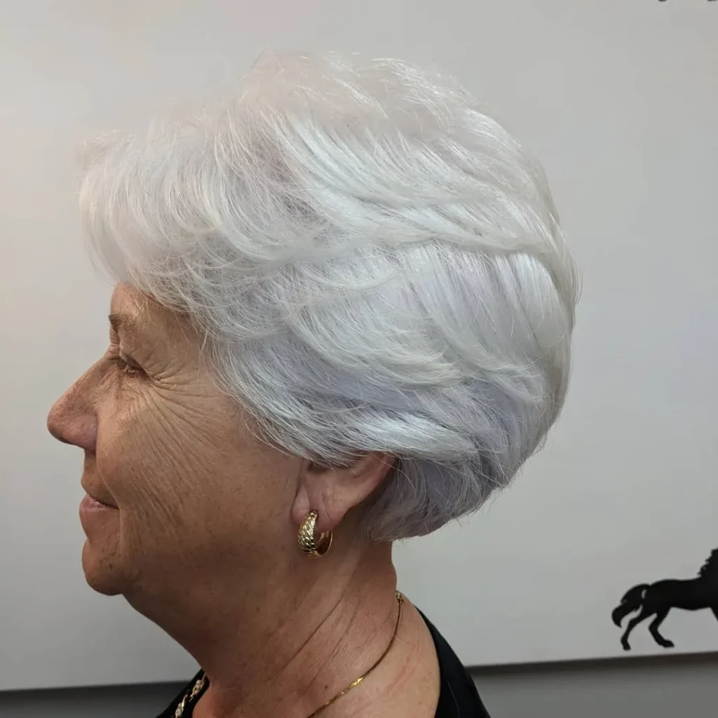 Feathered Silver Rounded Bob