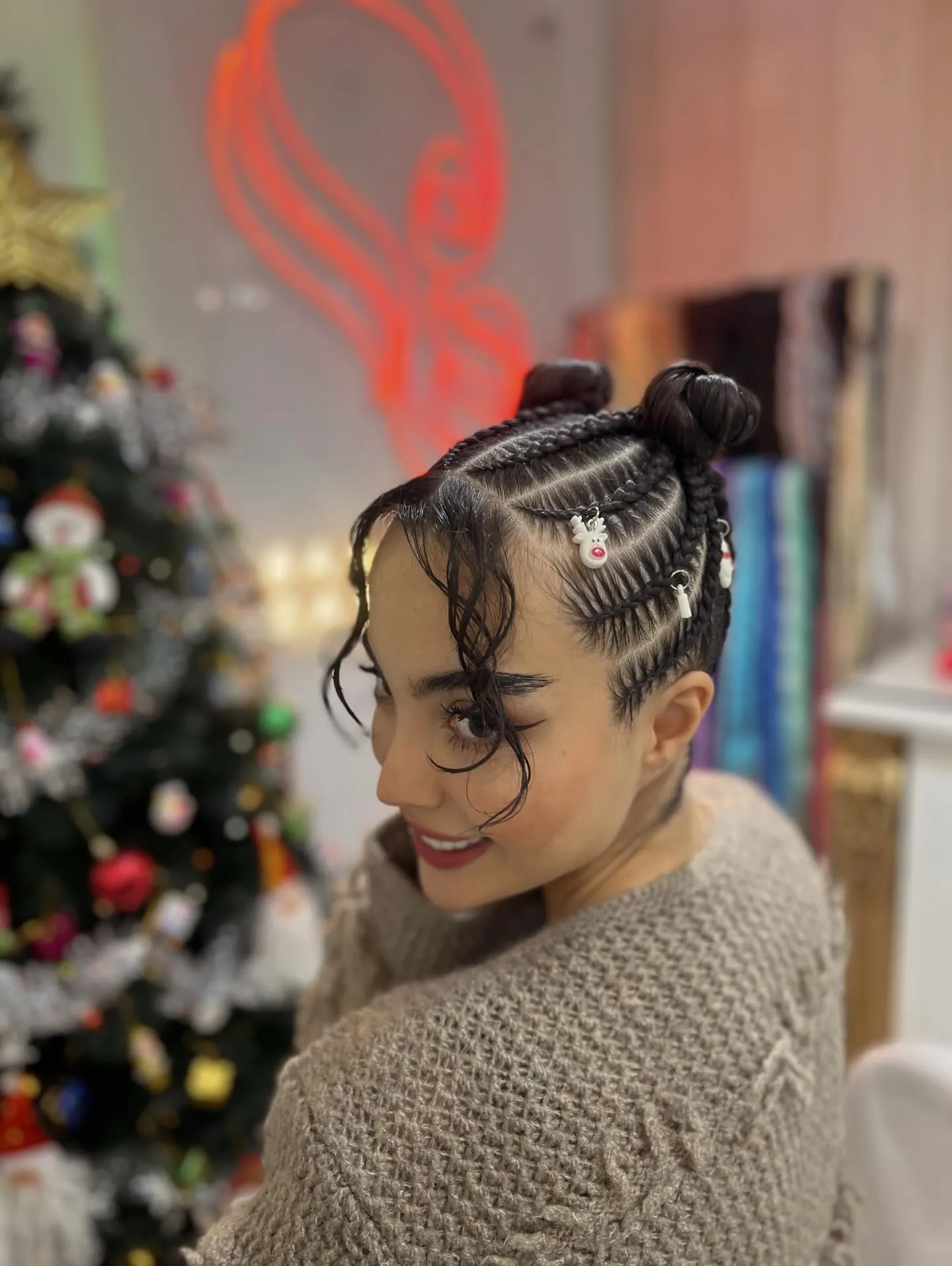 Festive Double Bun Cornrows