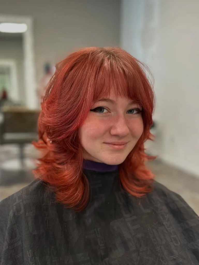 Fiery Copper Layered Wolf Cut
