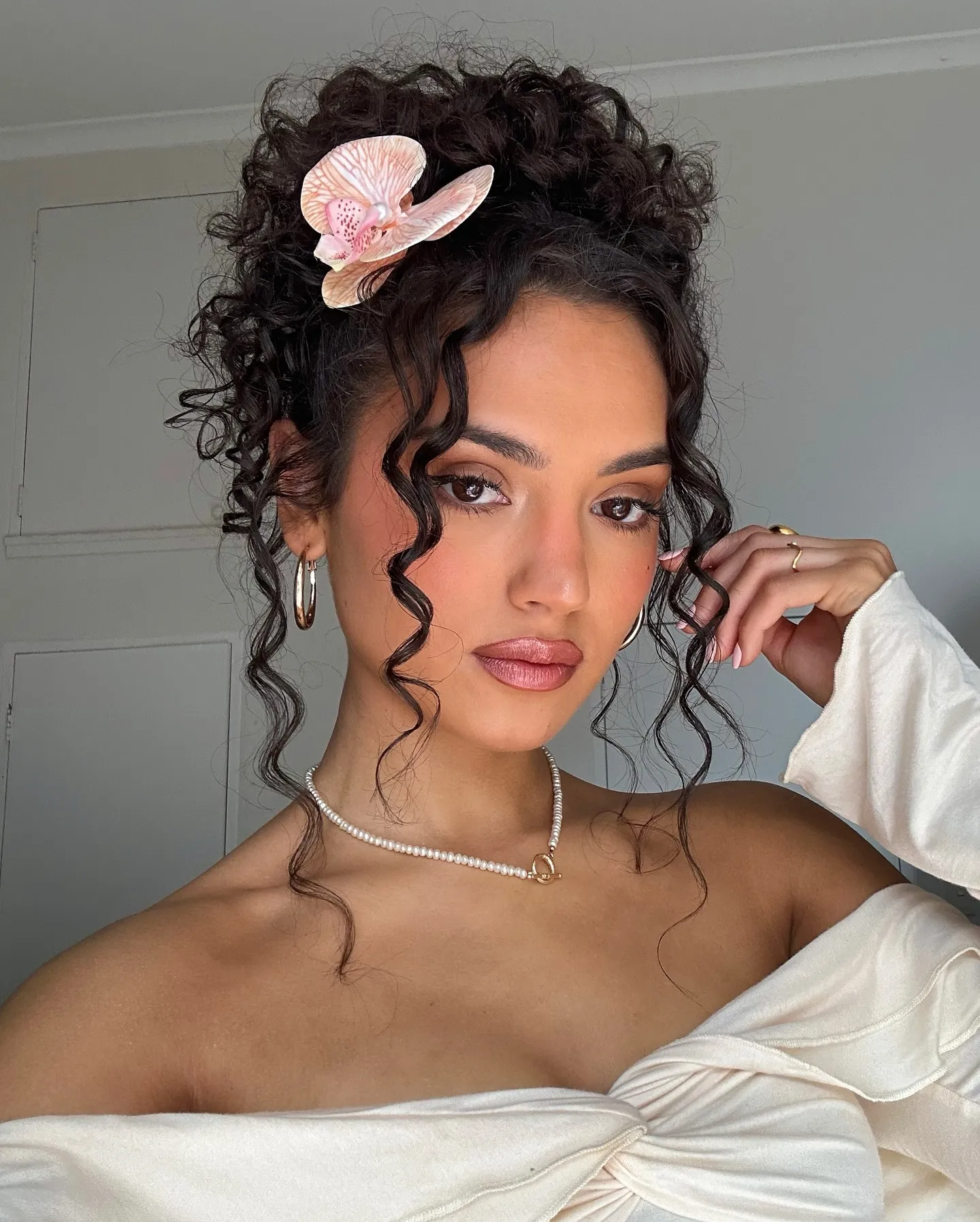 Floral Accessory Curly Updo