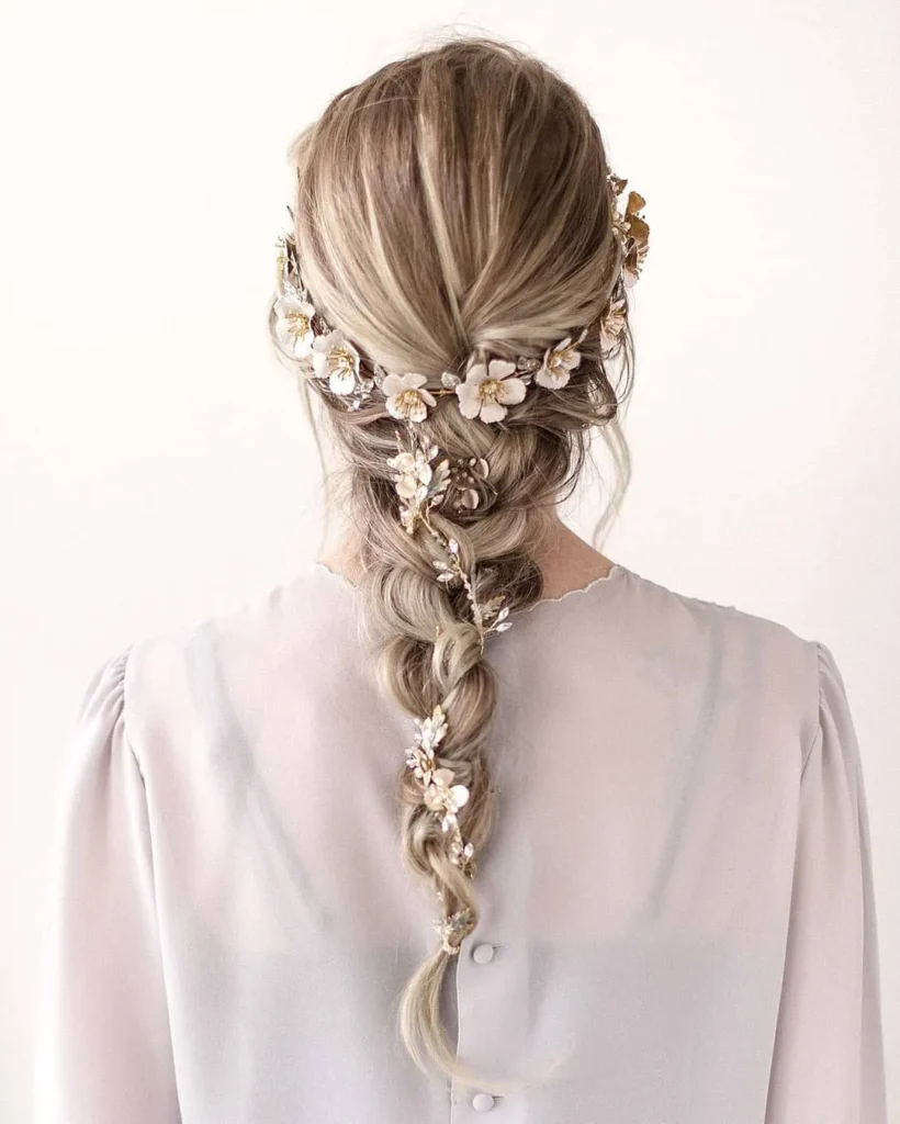 Floral Braid Low Ponytail