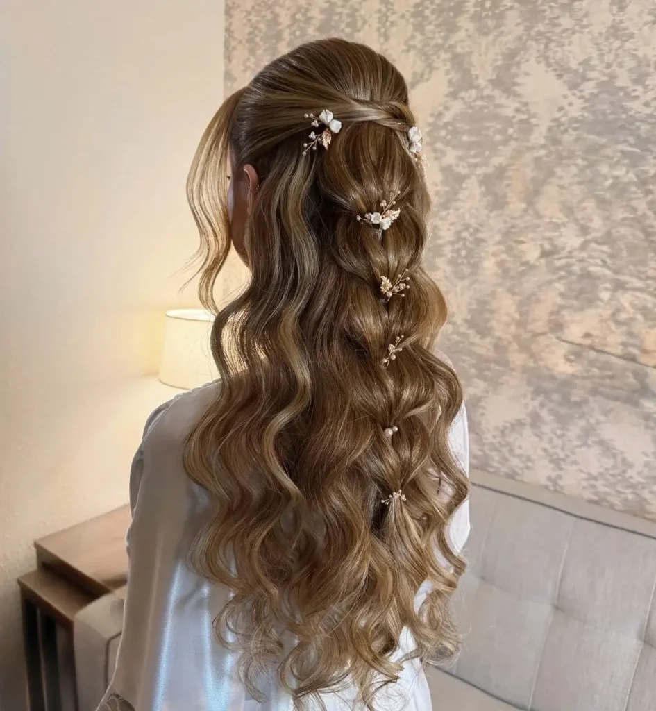 Floral Clip Half Up Waves
