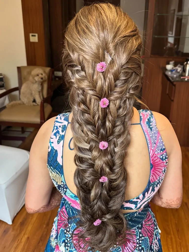 Floral Detailed Multi Braid Cascade