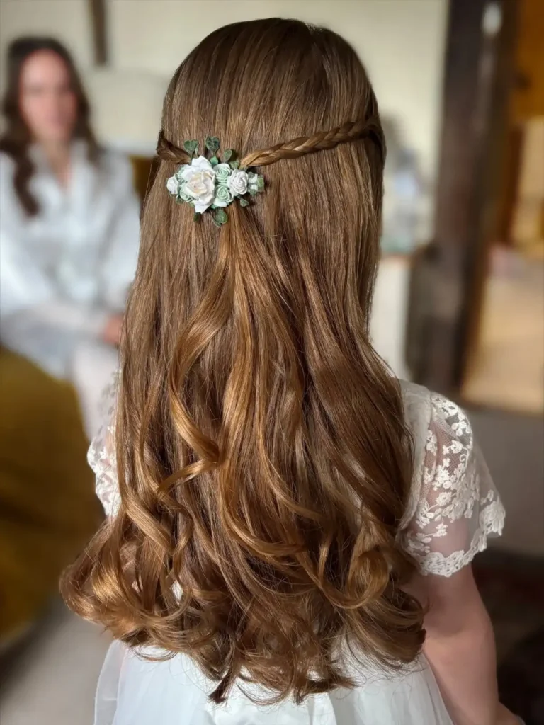Floral Twist Half Up Waves