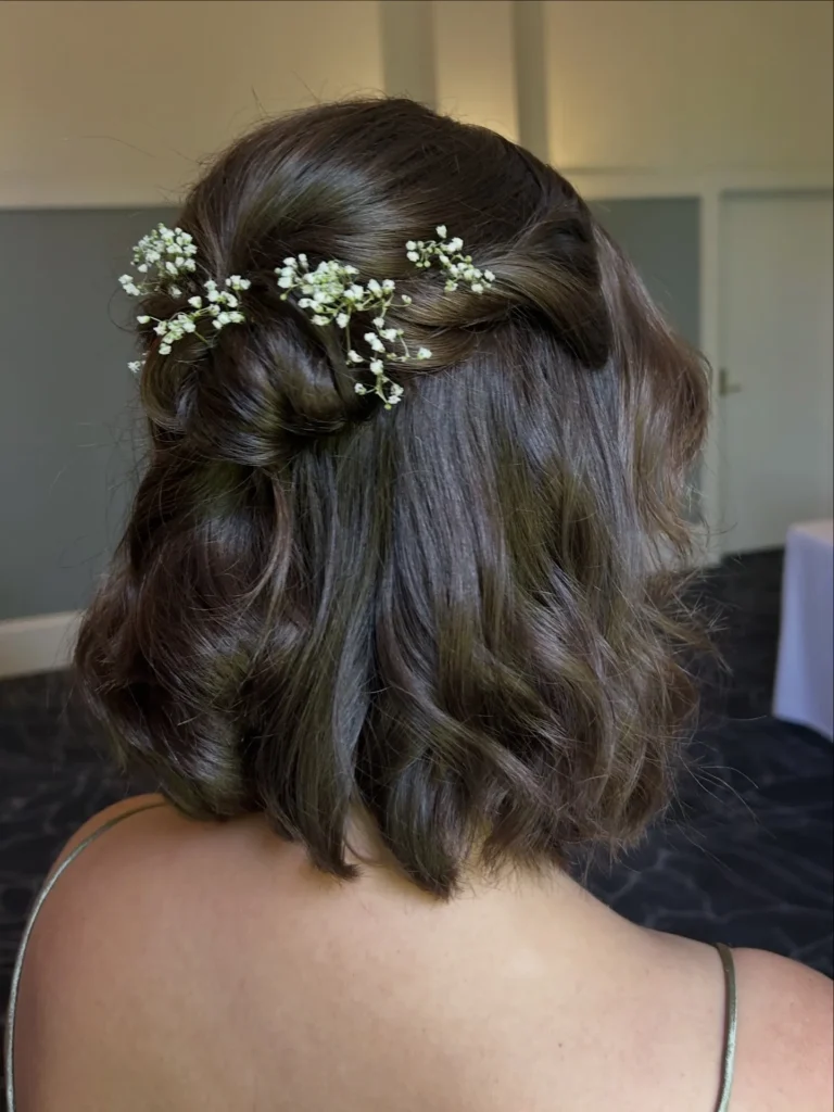 Floral Twisted Half-Up Bob Updo