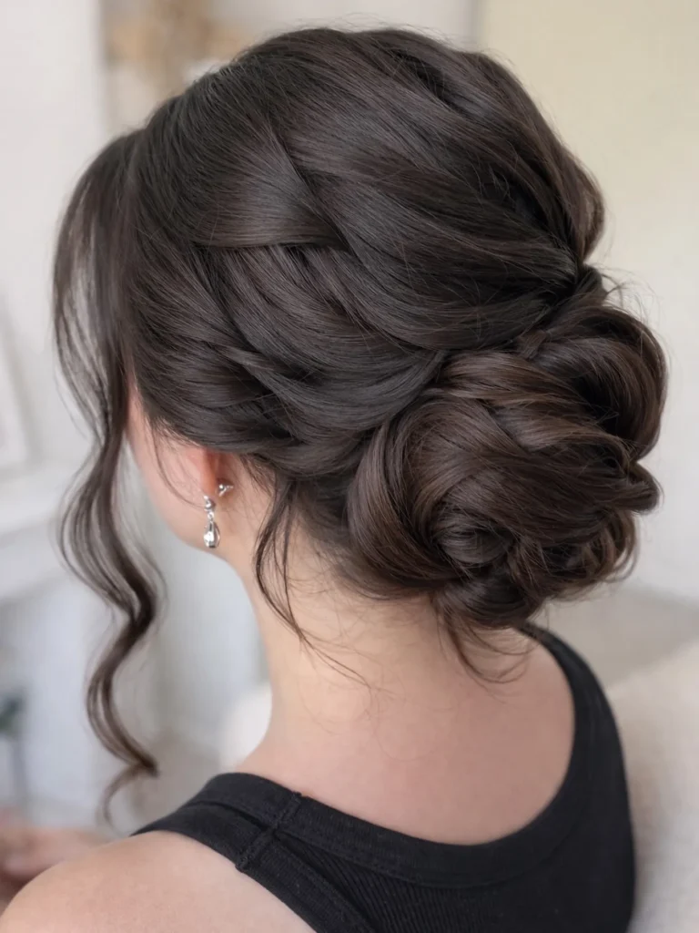 Folded Side Sweep Bun Updos