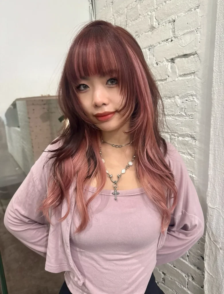 Full rounded airy bangs