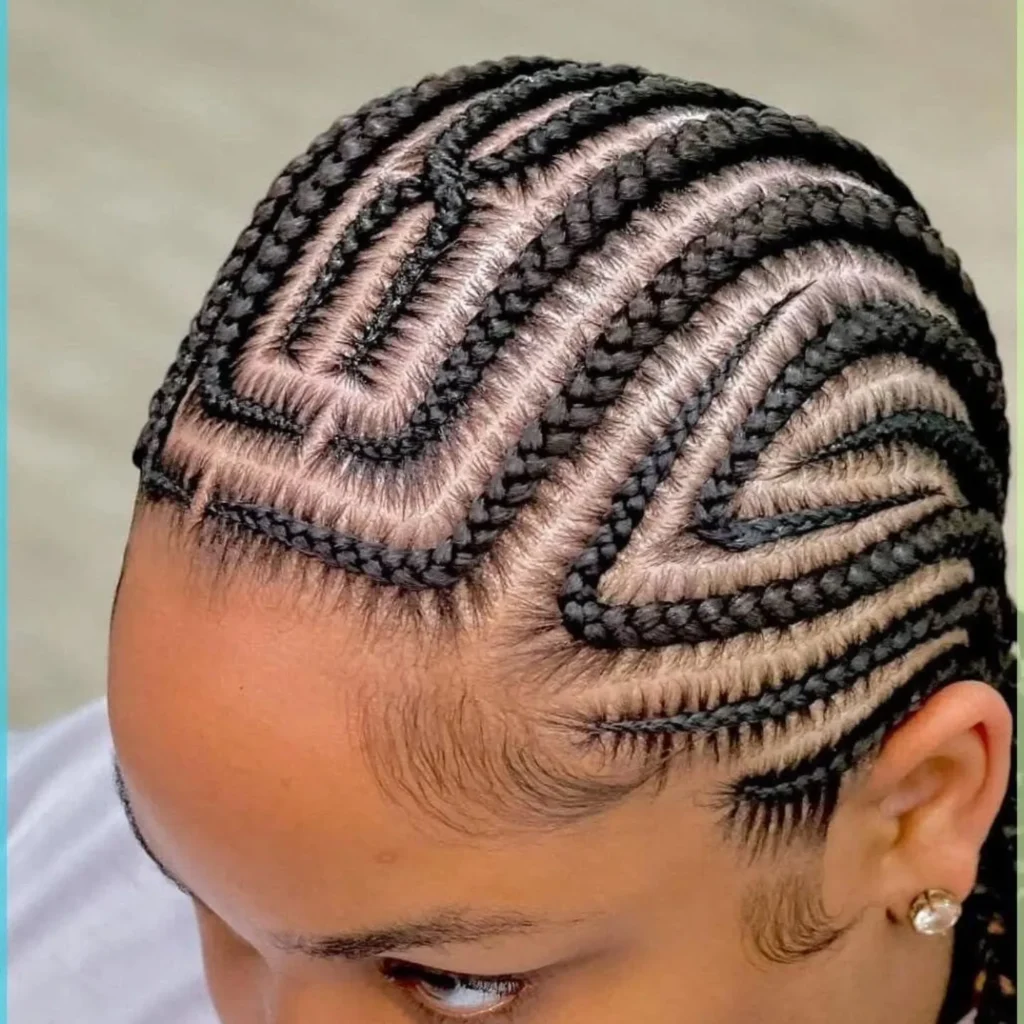 Geometric Maze Cornrow Design