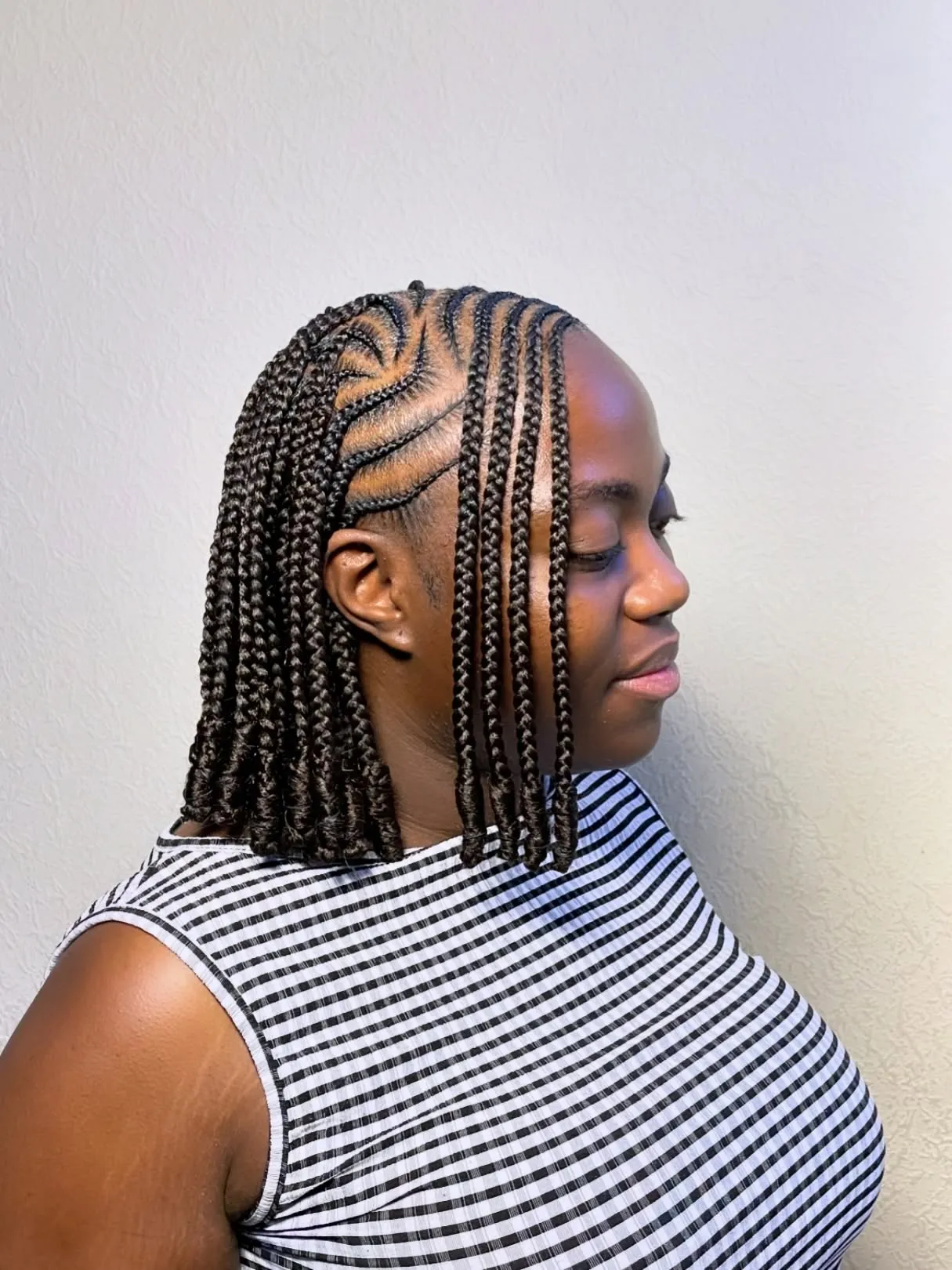 Geometric Parted Box Braids