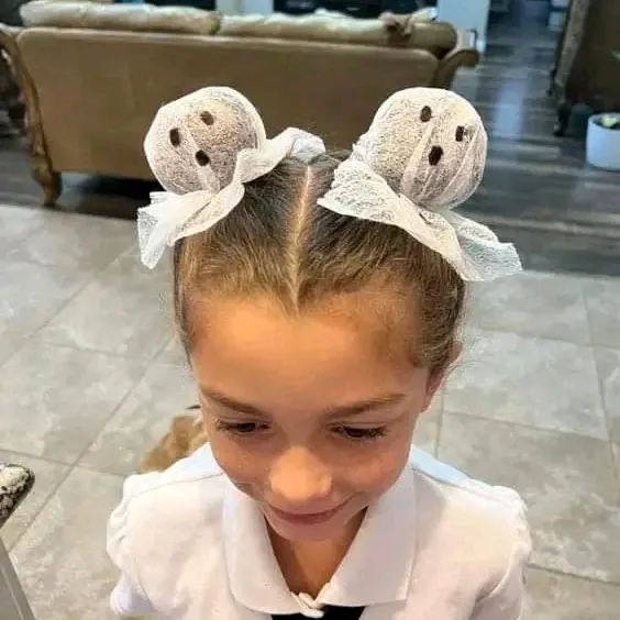 Ghostly Bow Double Buns