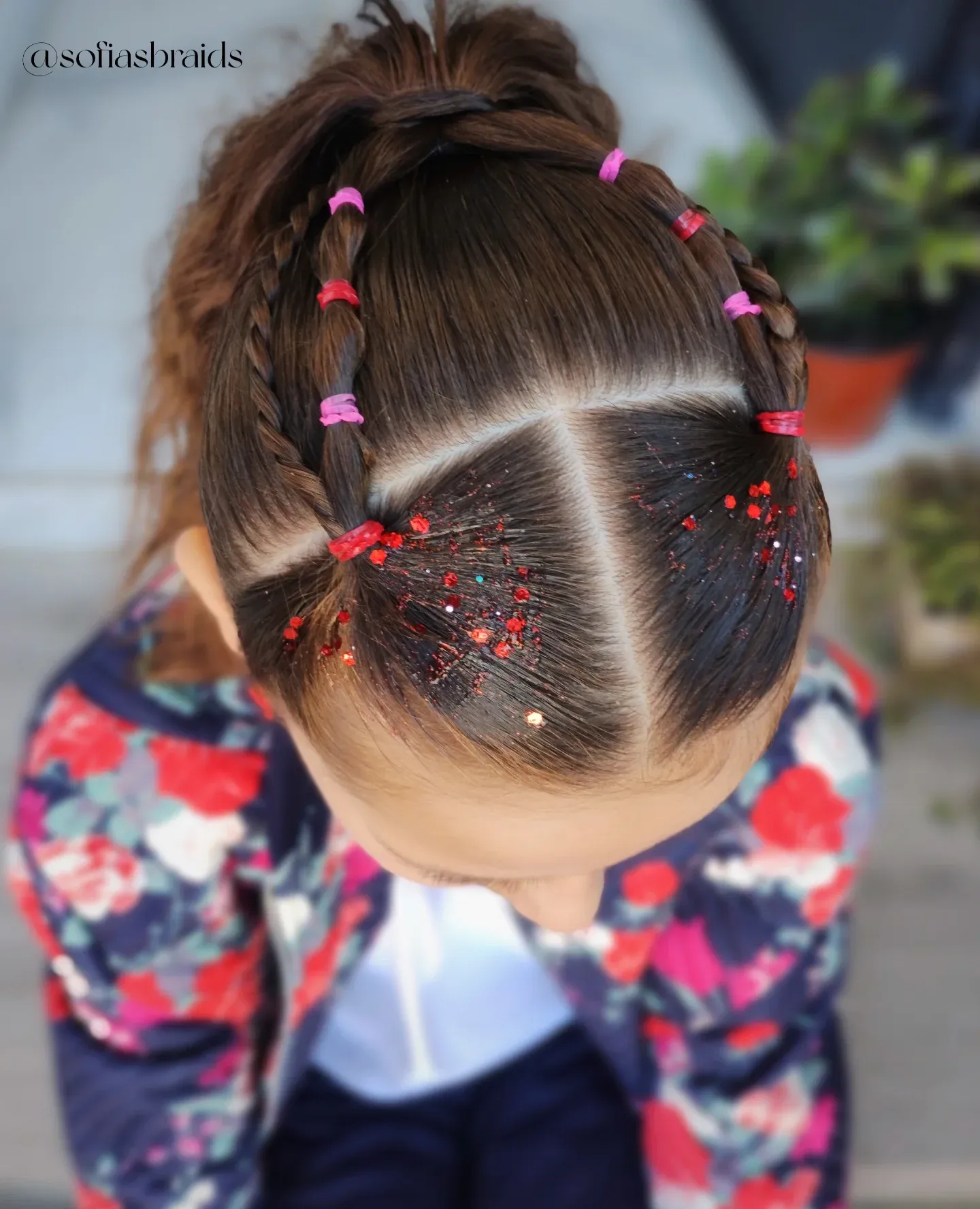 Glittered Bubble Braid Pigtails