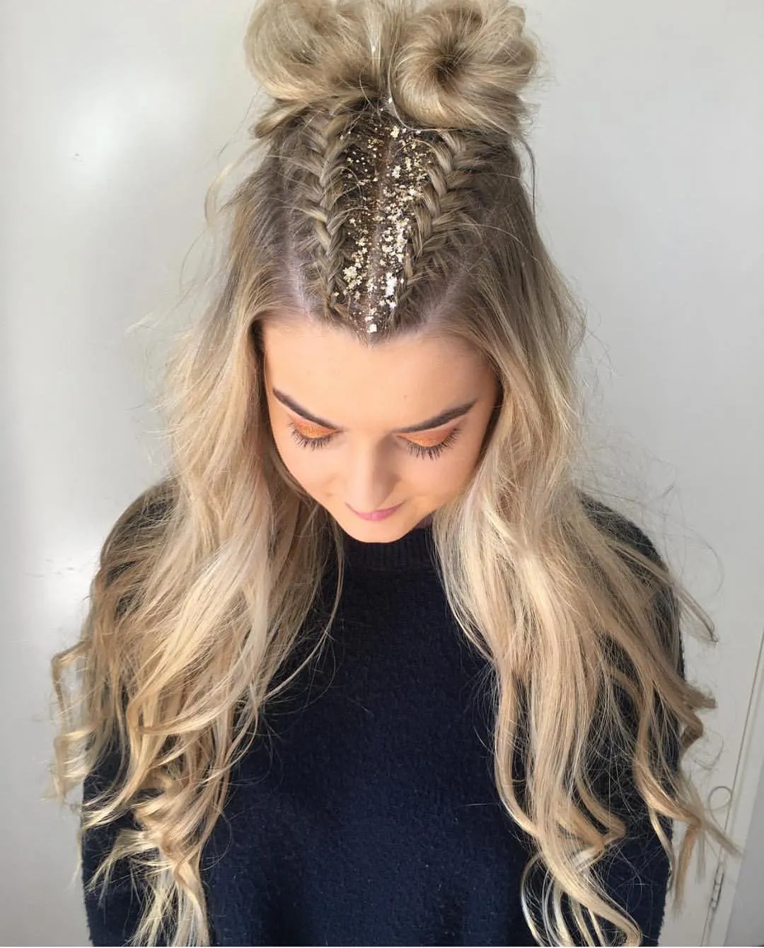 Glittering Braided Top Knot